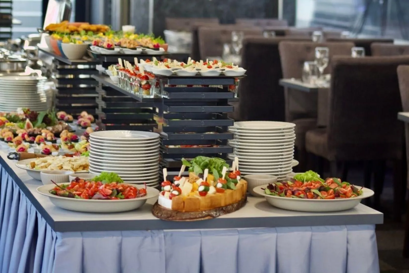 The buffet of salads, starters and desserts on board
