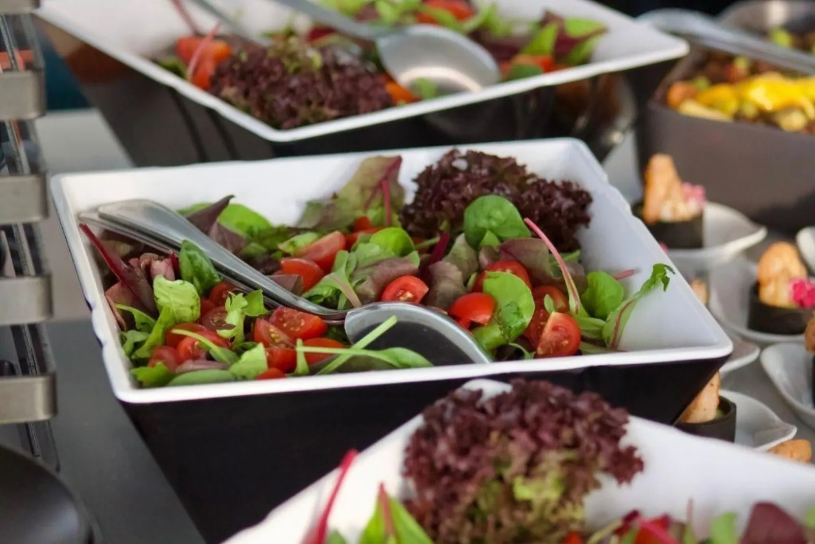 Salad bowls at the buffet station