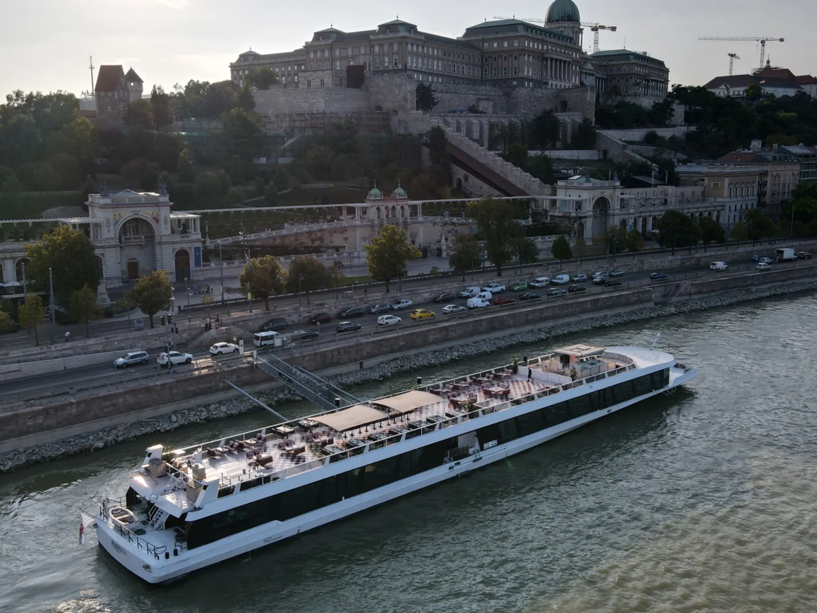The River Diva cruise boat on the Danube below Buda Castle