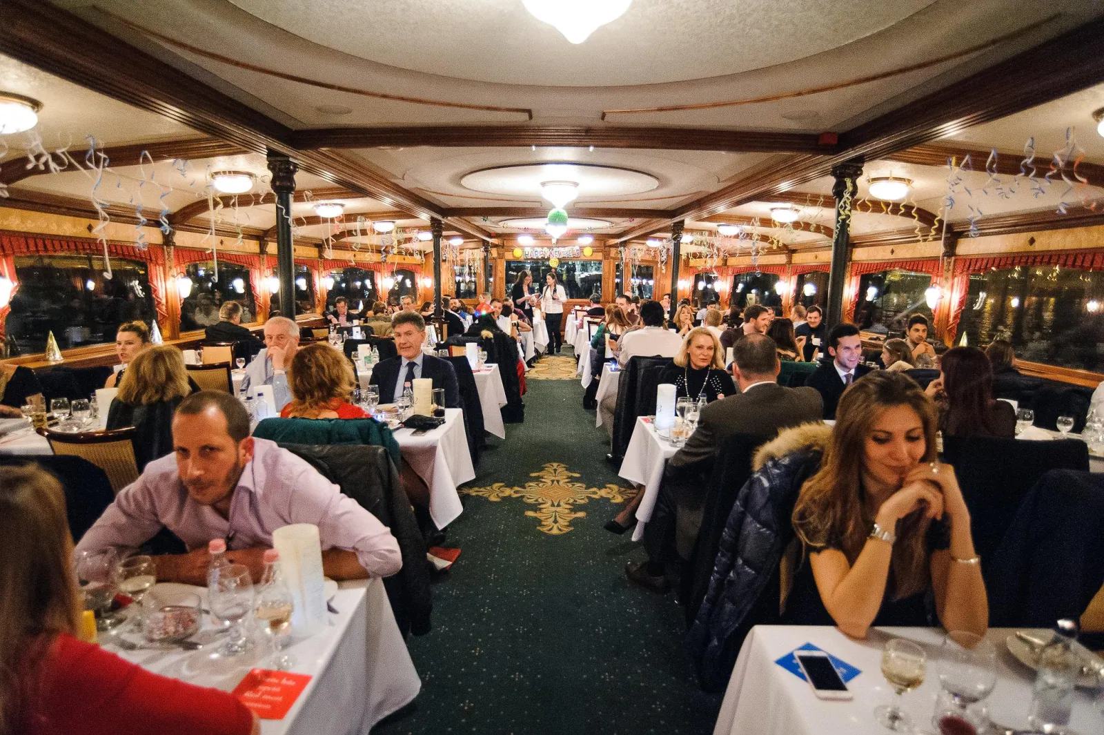 The dining room full of guests on New Year’s Eve